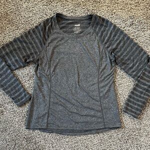 Avia Dark Gray Striped Long Sleeve Top